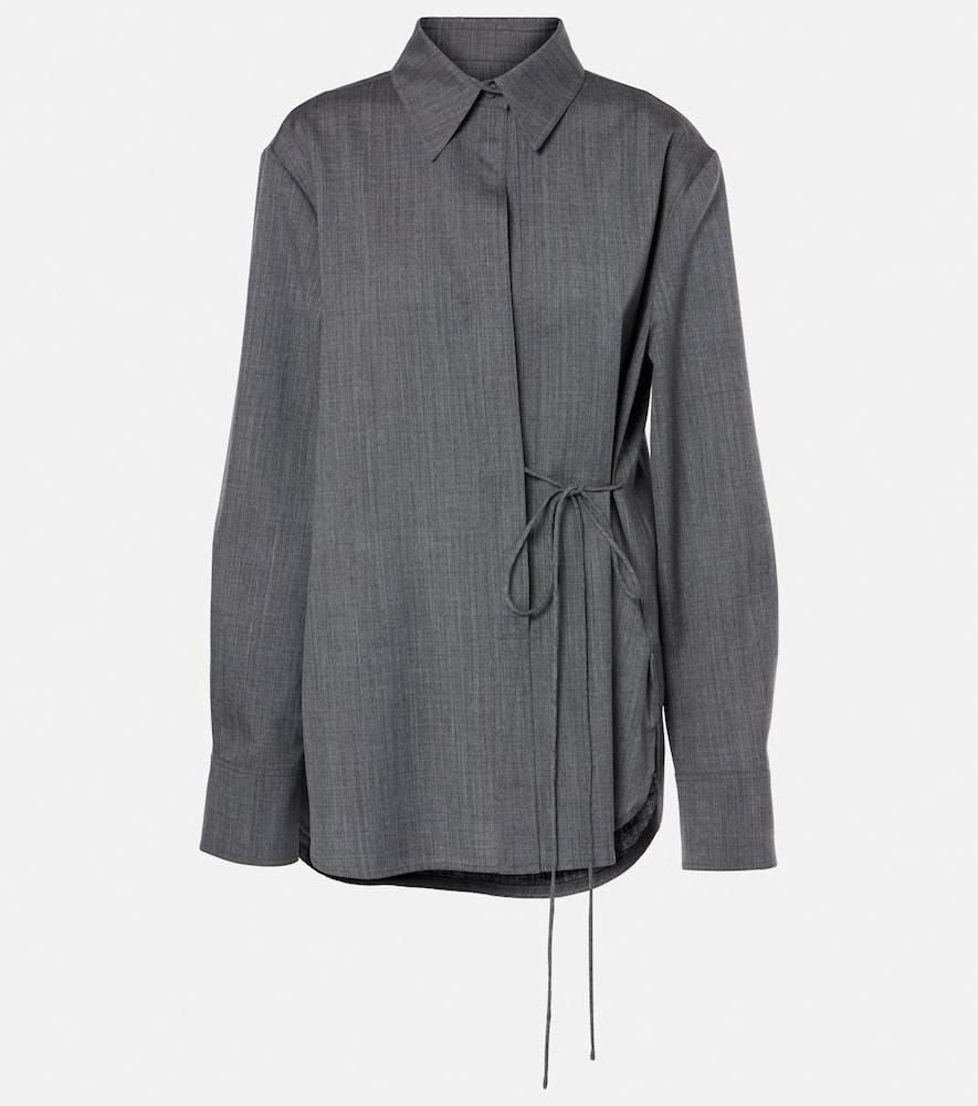 jil sander belted wool shirt