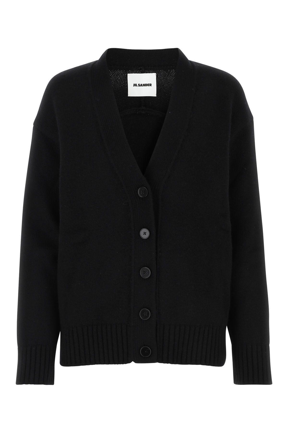 jil sander black cashmere blend cardigan