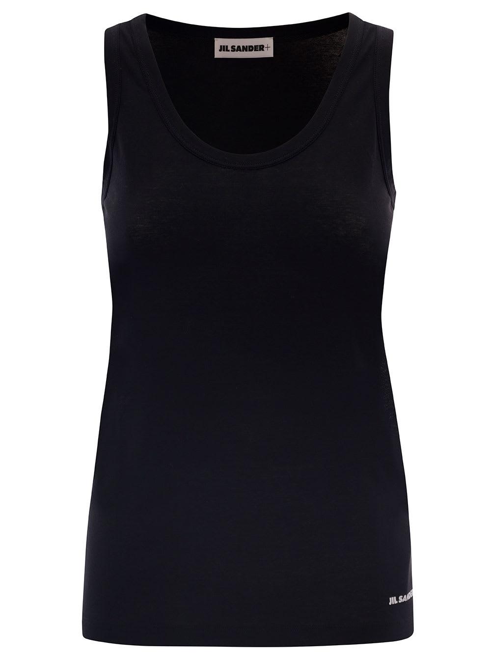 jil sander black crewneck sleeveless top in cotton woman