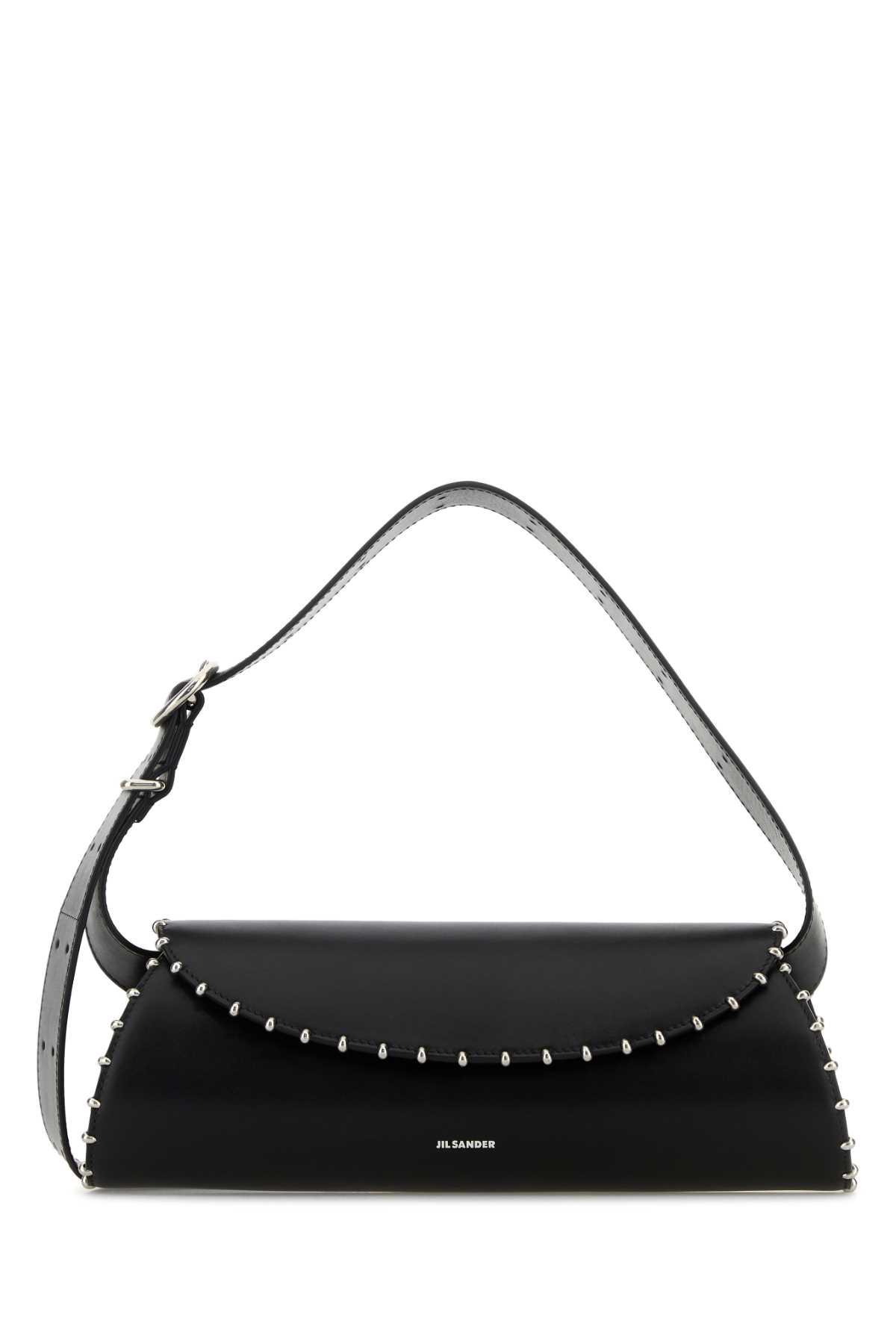 jil sander black leather cannolo crossbody bag