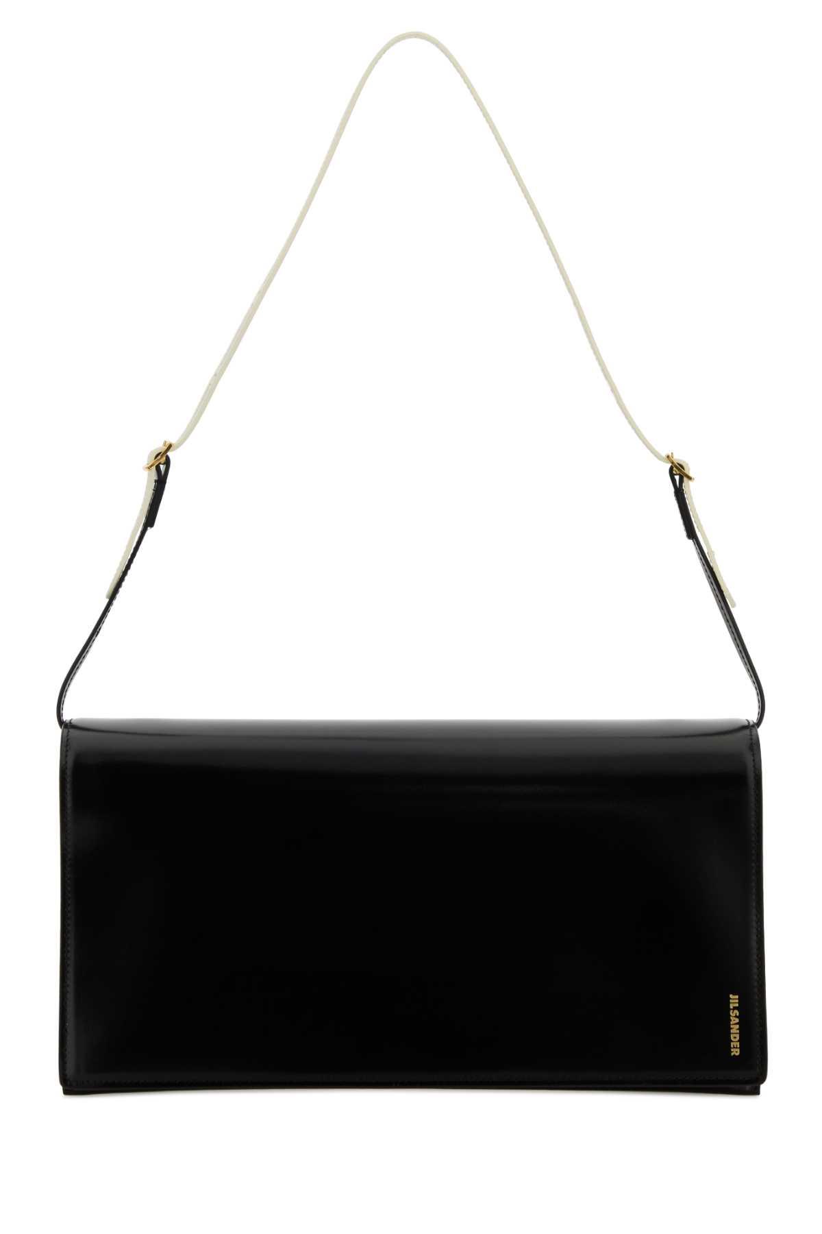 jil sander black leather medium file shoulder bag