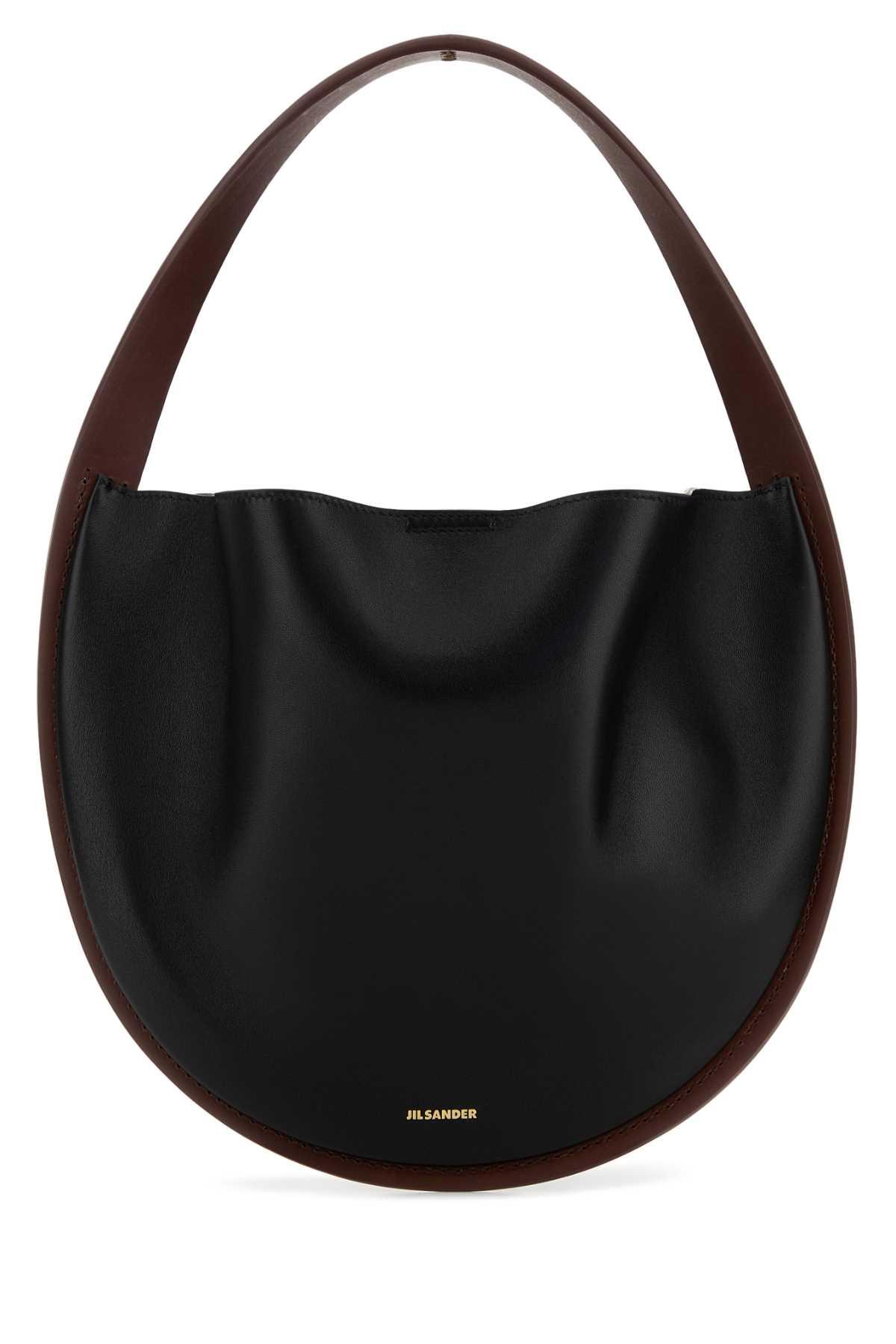 jil sander black leather pivot shoulder bag