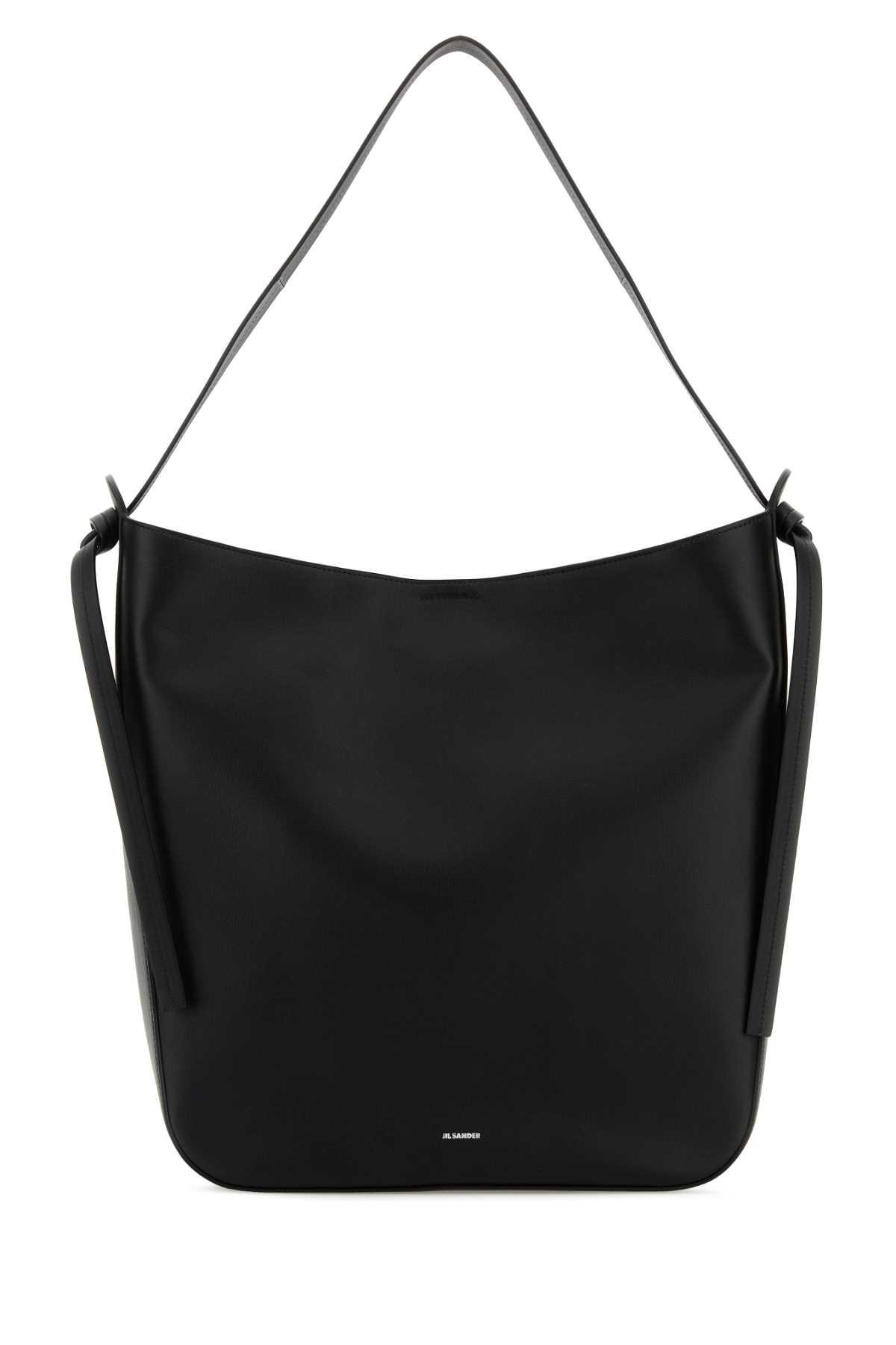 jil sander black leather shopping bag