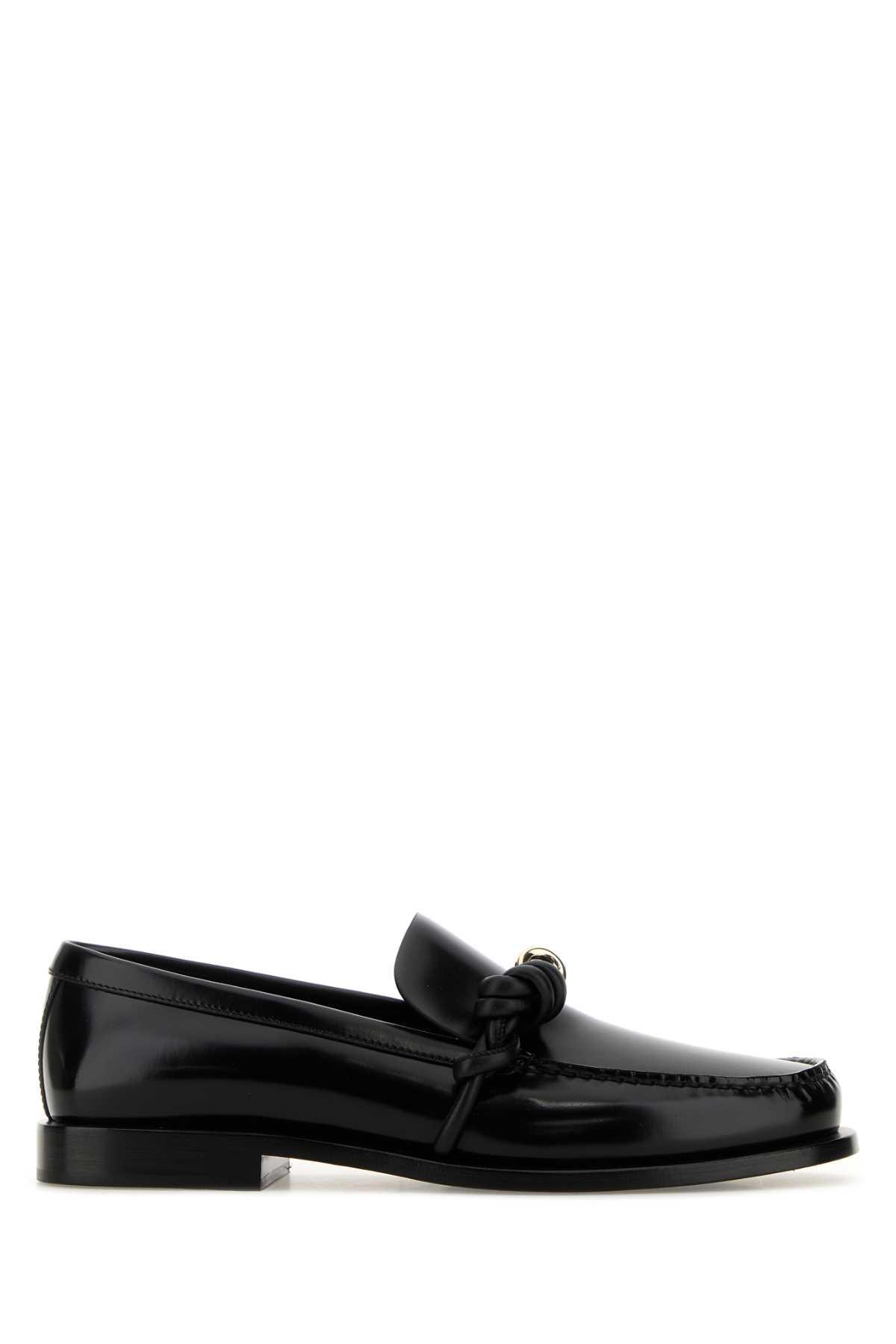 jil sander black leather tangle loafers