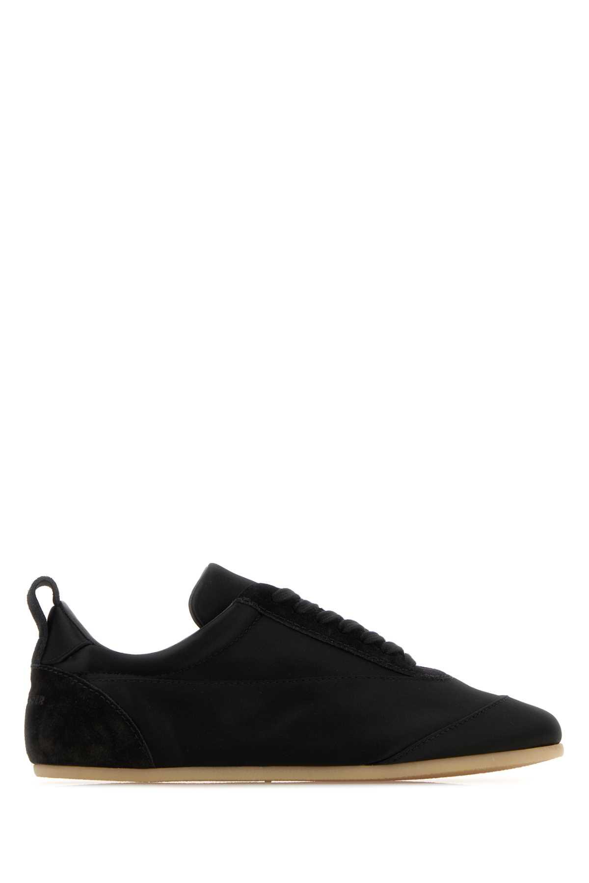 jil sander black satin and suede sneakers
