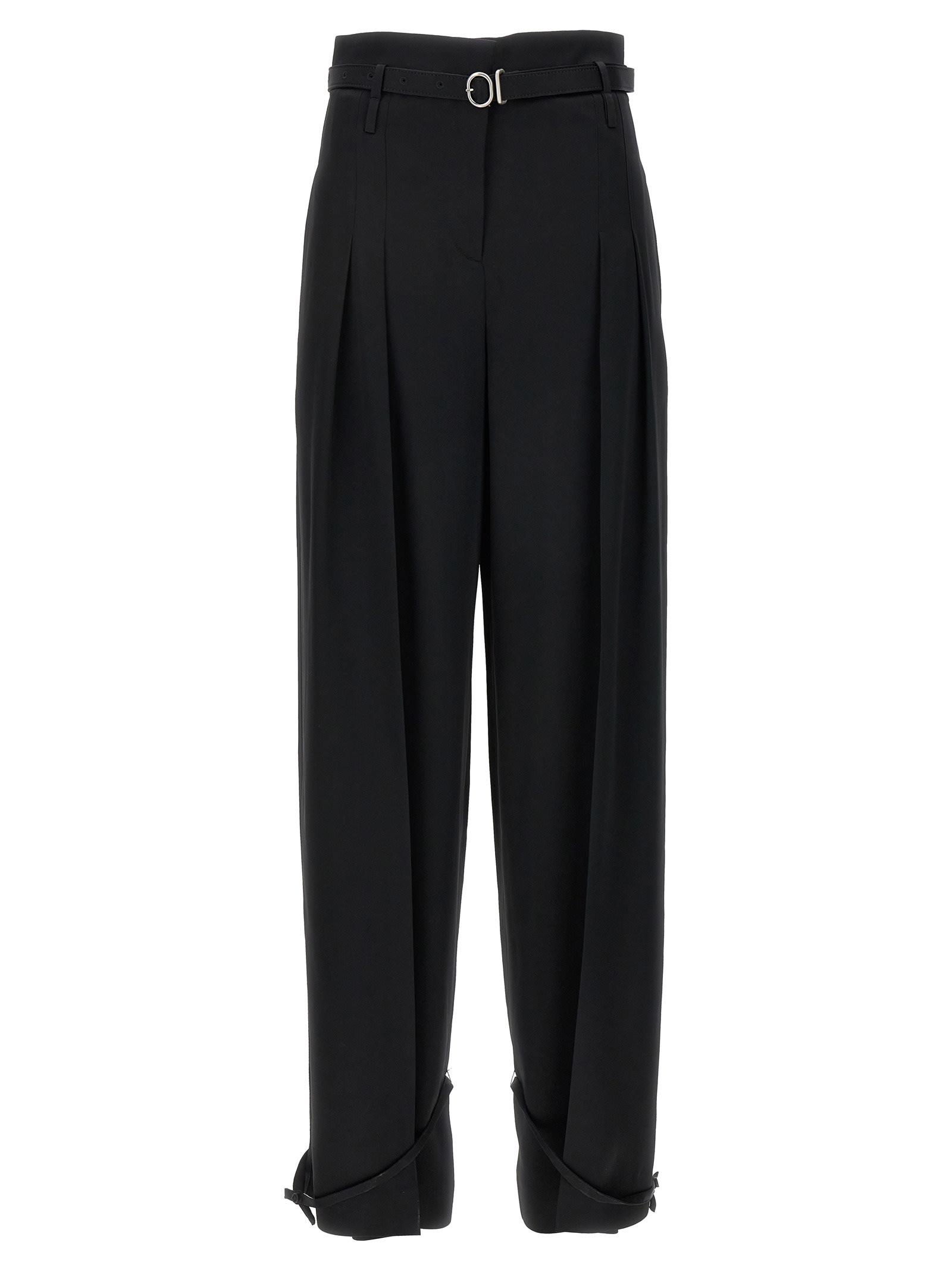 jil sander black viscose blend trousers