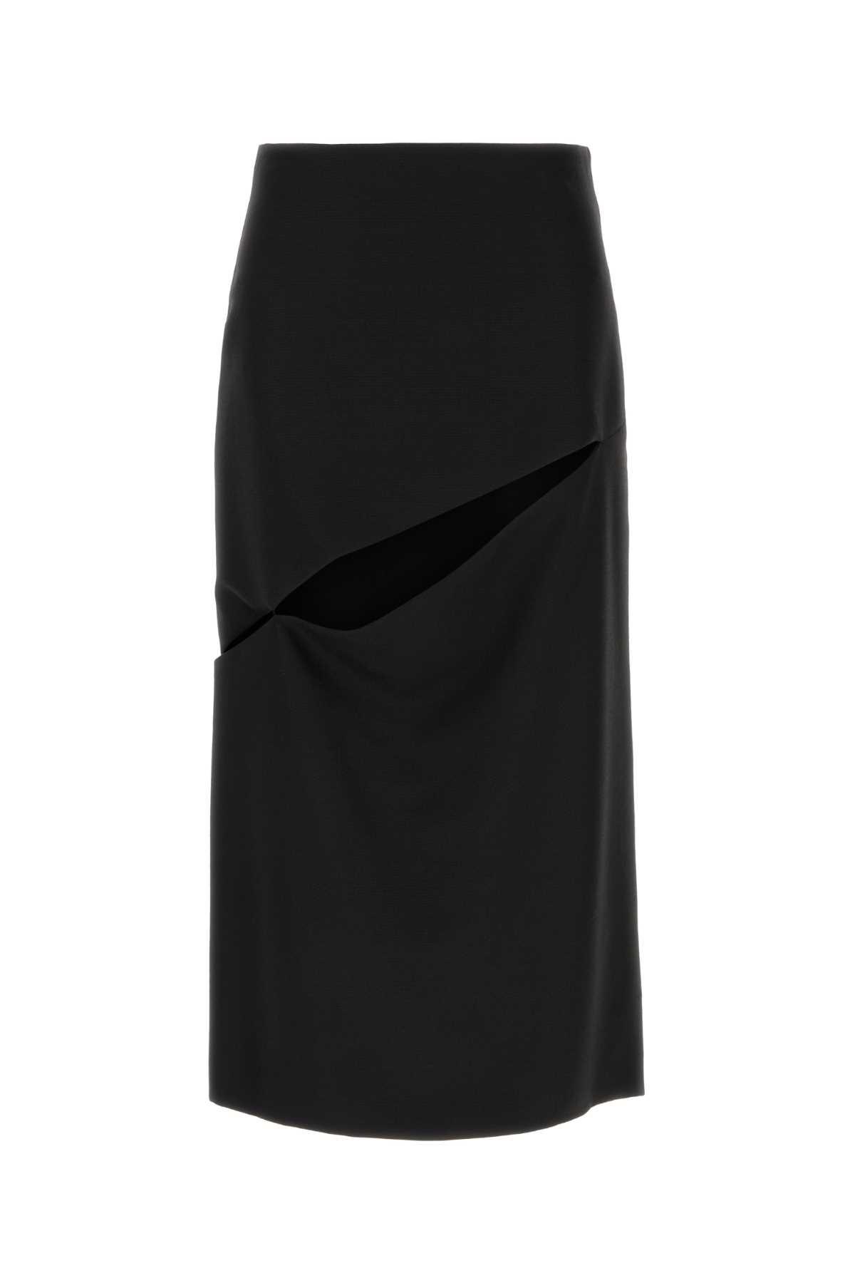 jil sander black wool blend skirt