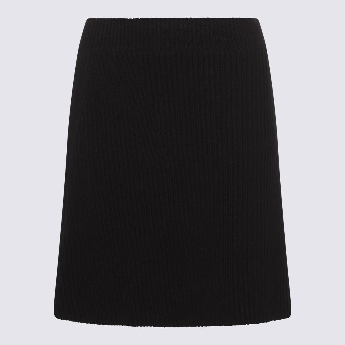 jil sander black wool mini skirt