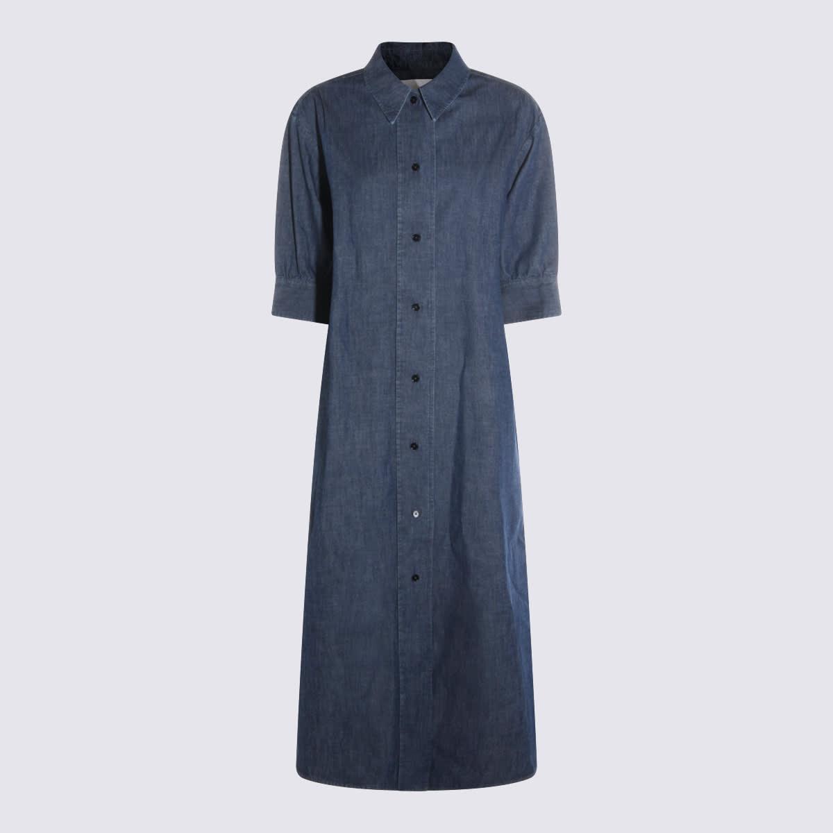 jil sander blue cotton dress