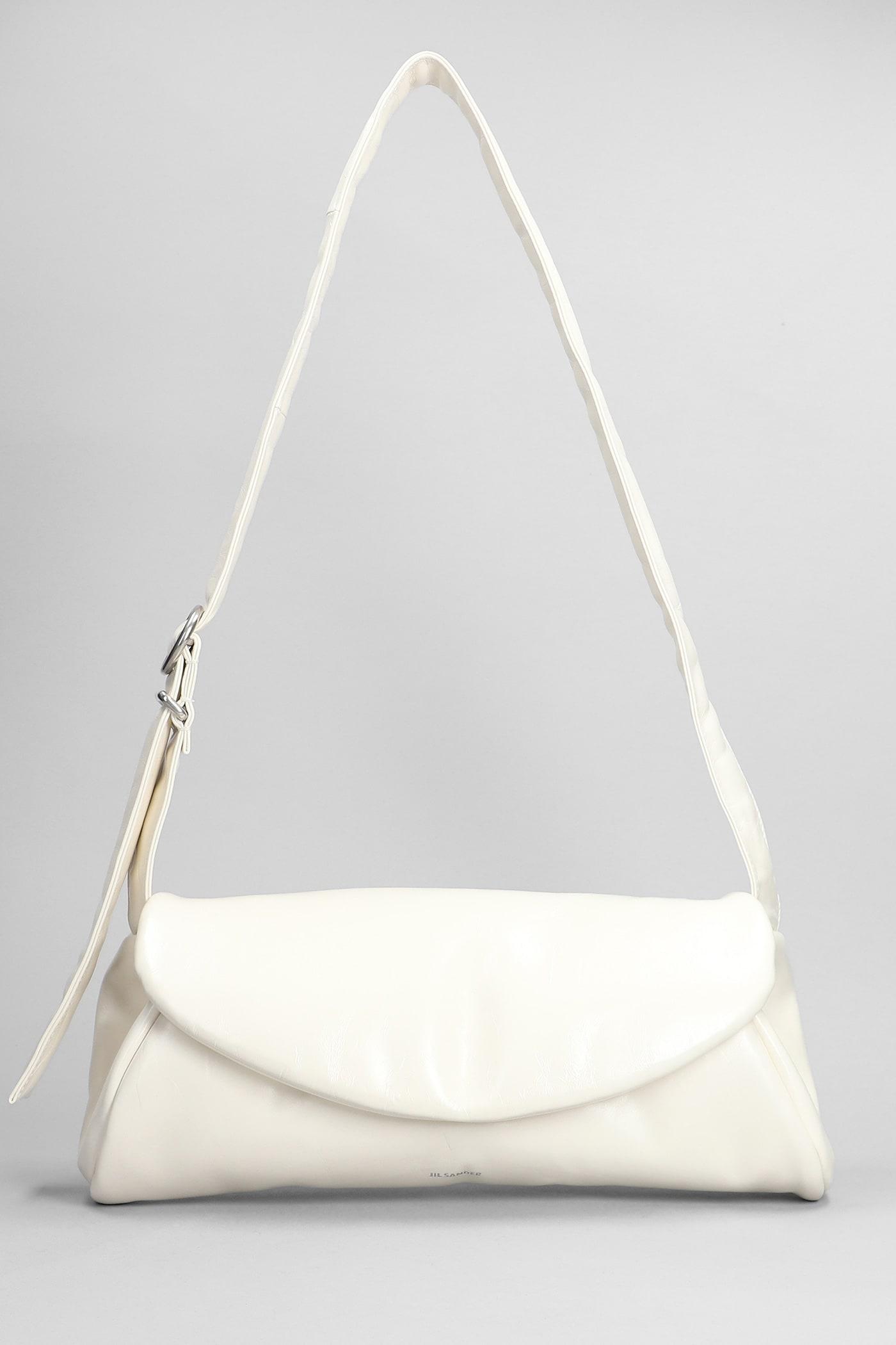 jil sander cannolo grande shoulder bag in white leather