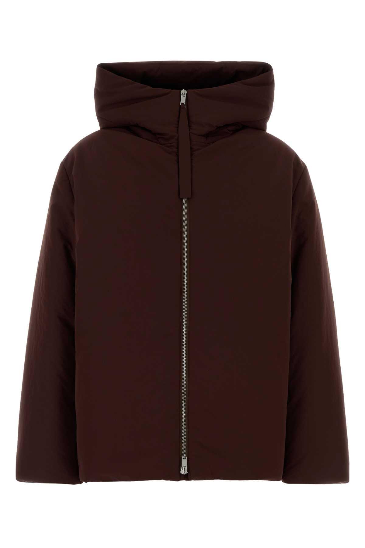 jil sander chocolate polyester down jacket