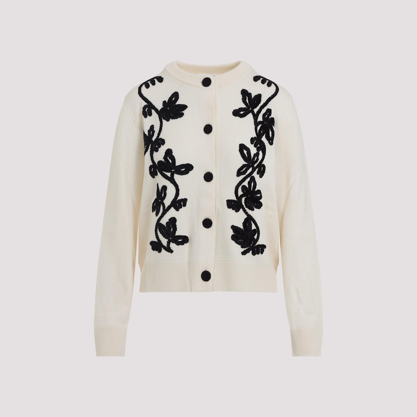 jil sander cn long sleeves cardigan with velvet embroidery
