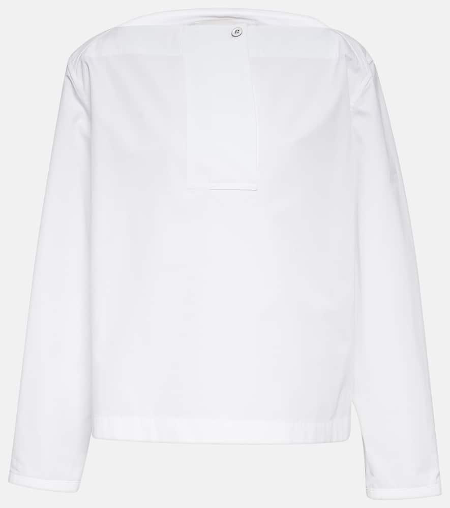 jil sander cotton poplin pleated top