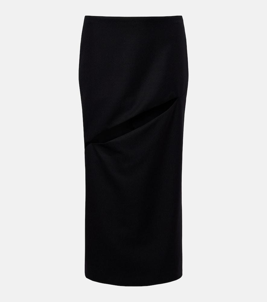 jil sander cutout wool and mohair midi skirt