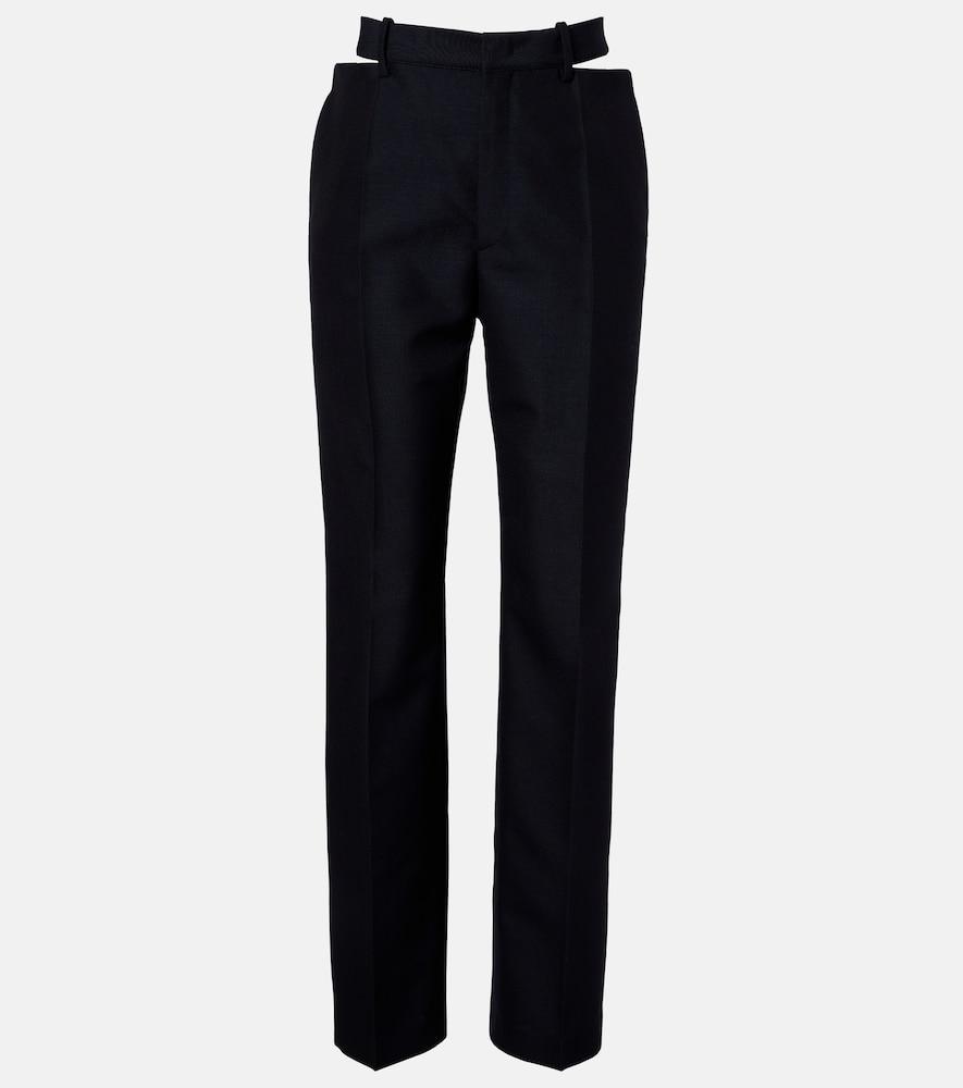 jil sander cutout wool and mohair straight pants