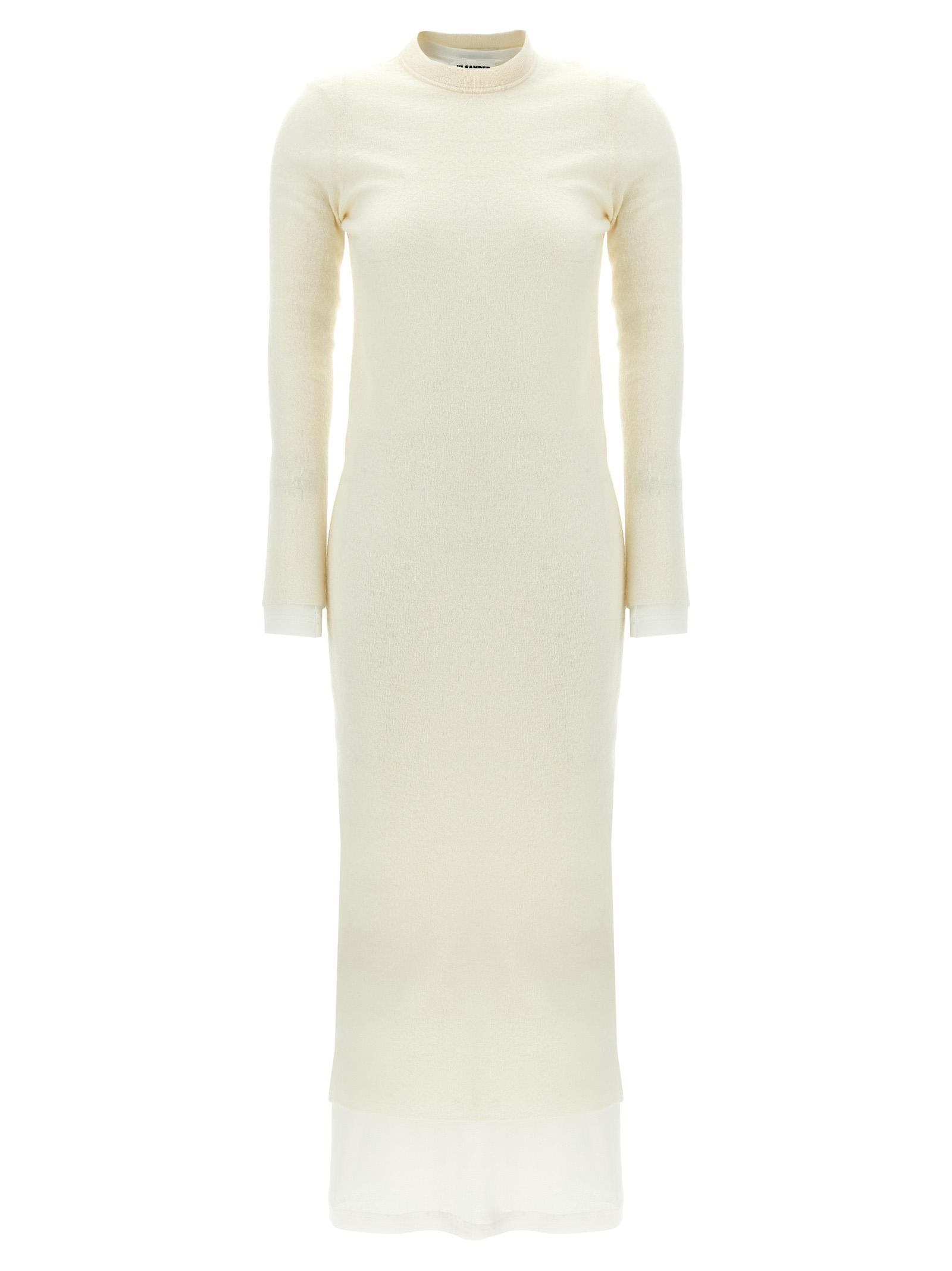 jil sander dress with petticoat white wool - women