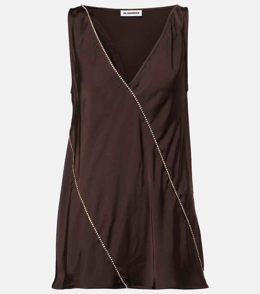 jil sander embellished satin top