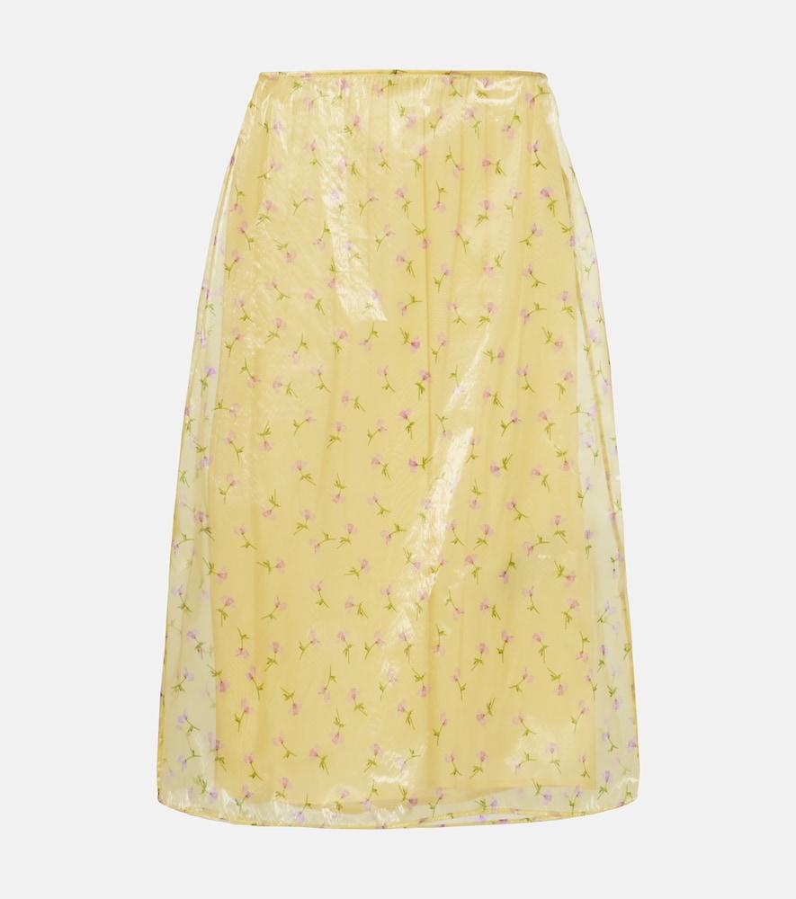jil sander floral organdy midi skirt
