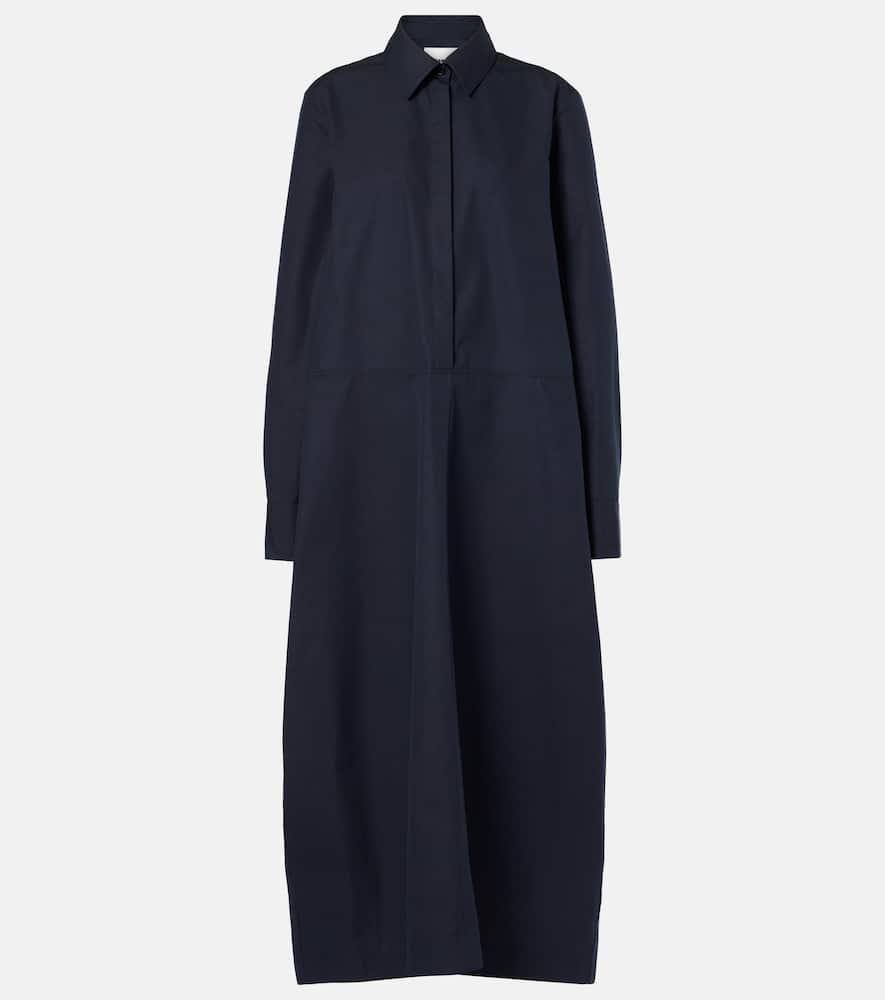 jil sander gathered cotton poplin shirt dress