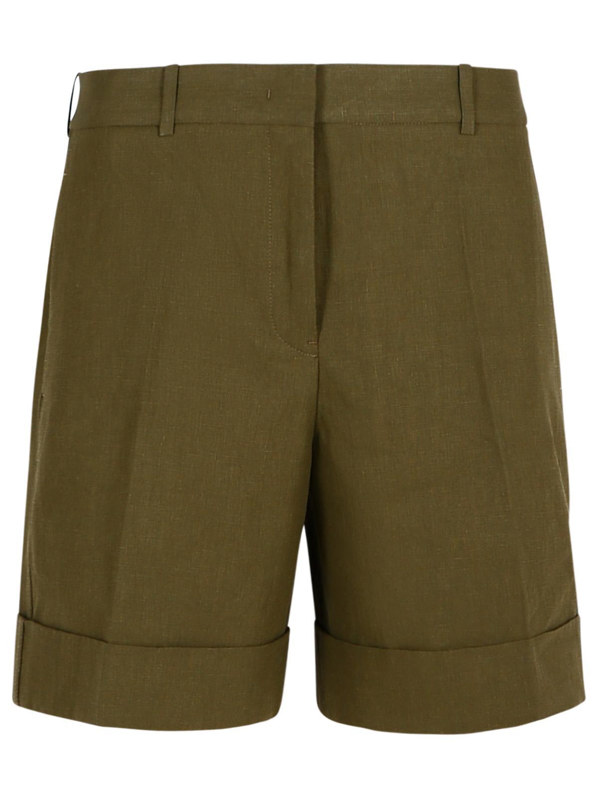 jil sander green linen shorts