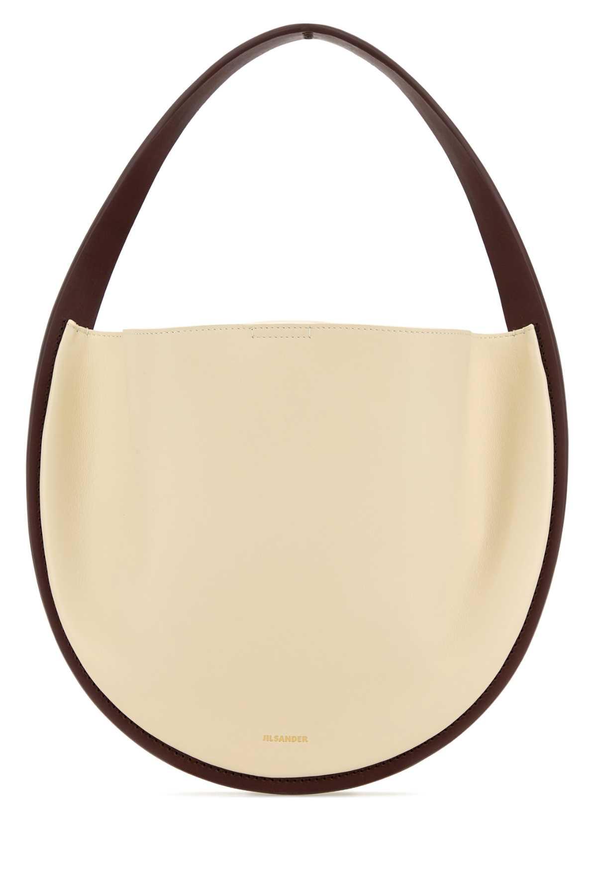 jil sander ivory leather pivot shoulder bag