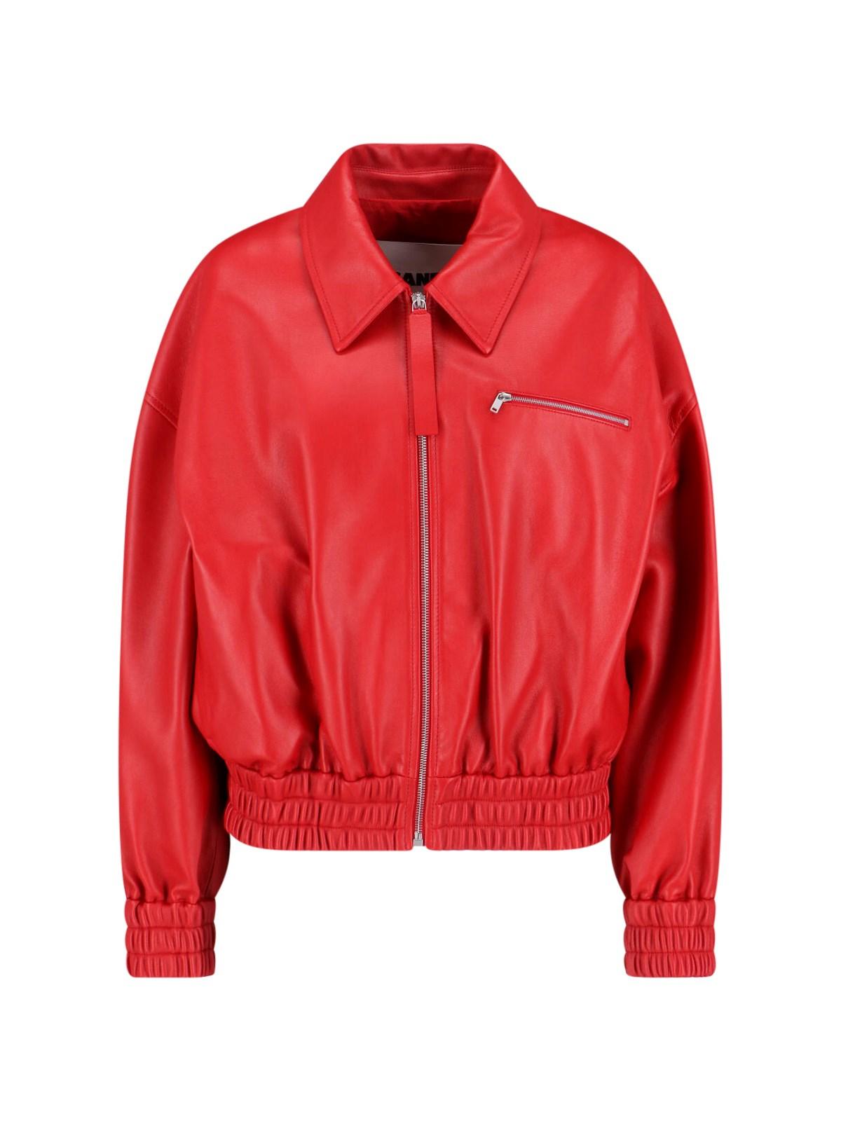 jil sander leather bomber jacket