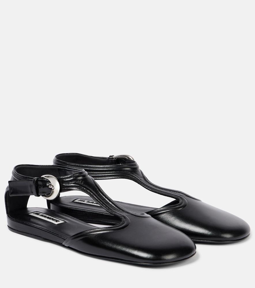 jil sander leather mary jane flats