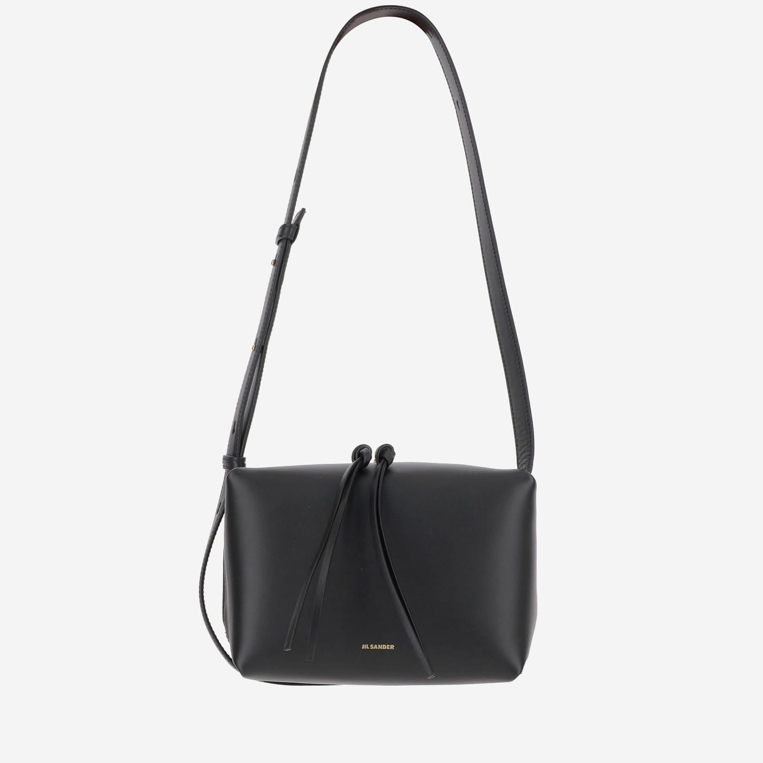 jil sander leather shoulder bag with logo