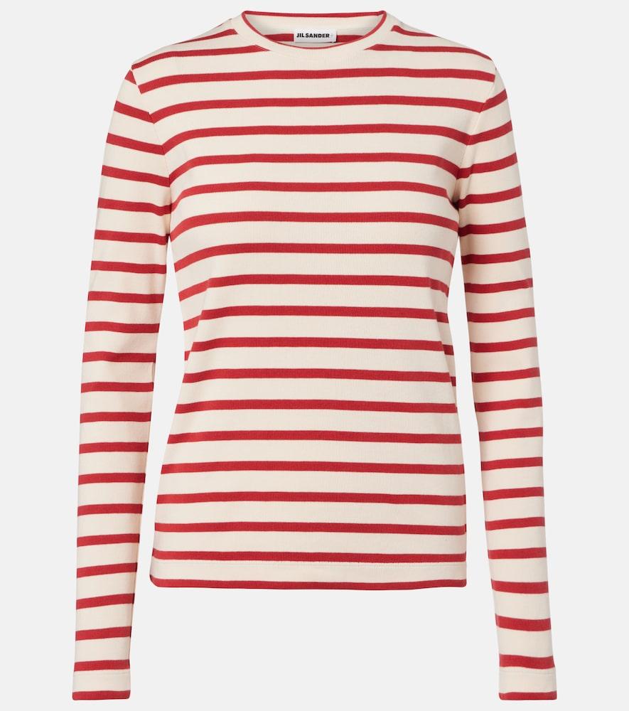 jil sander logo striped cotton t