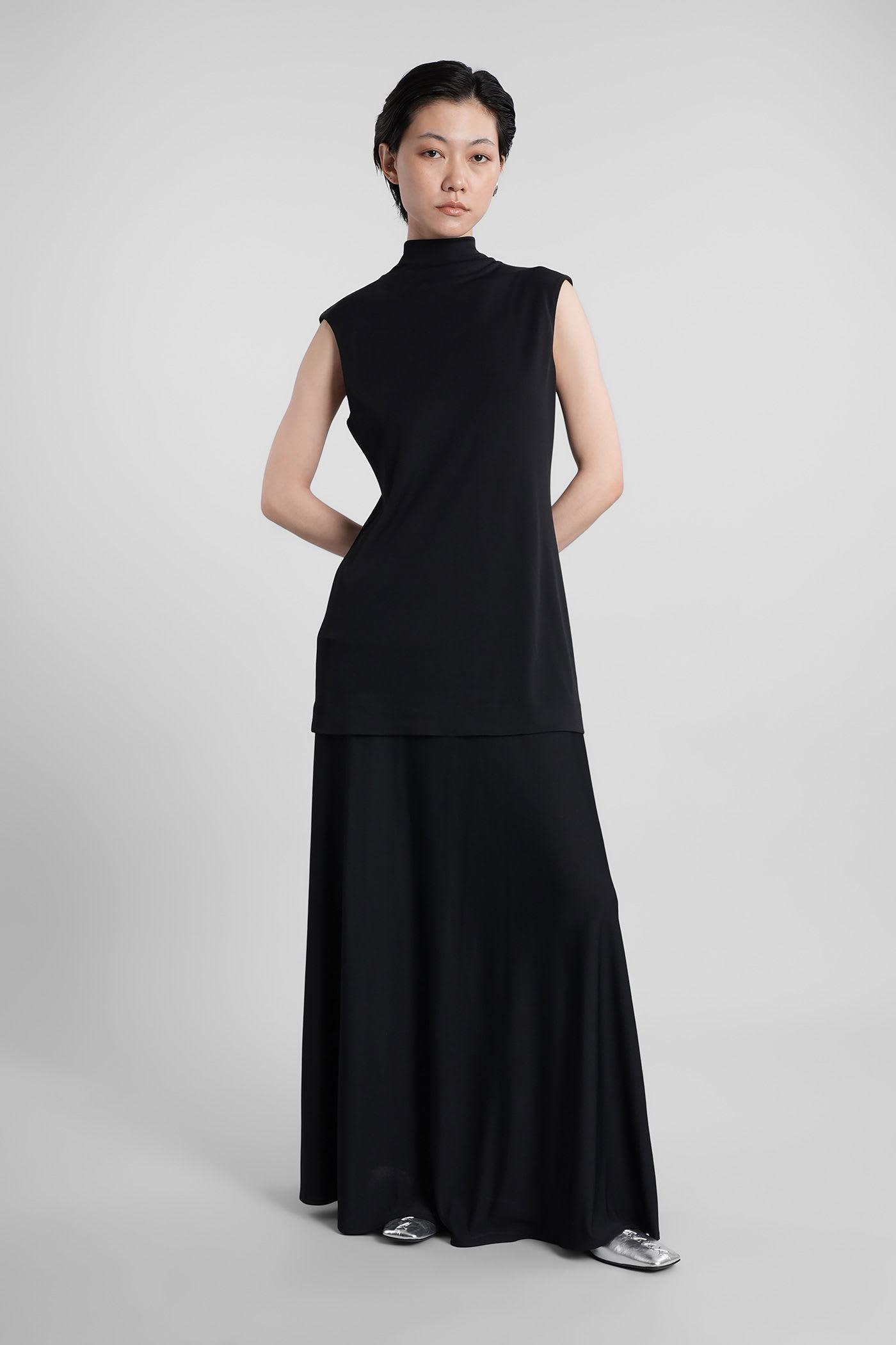 jil sander long dress in black viscose