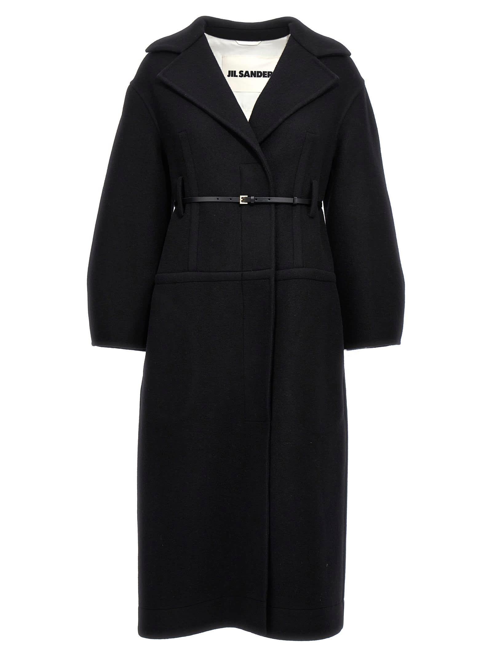 jil sander long wool coat