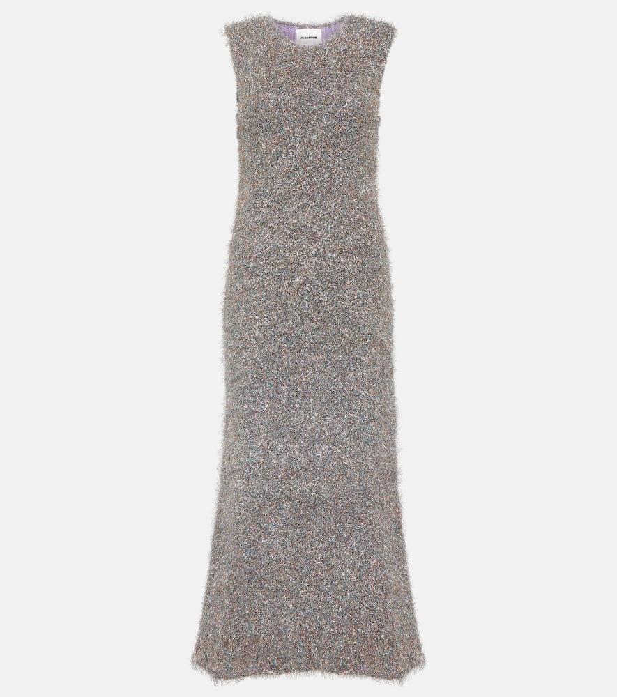 jil sander lurex metallic midi dress