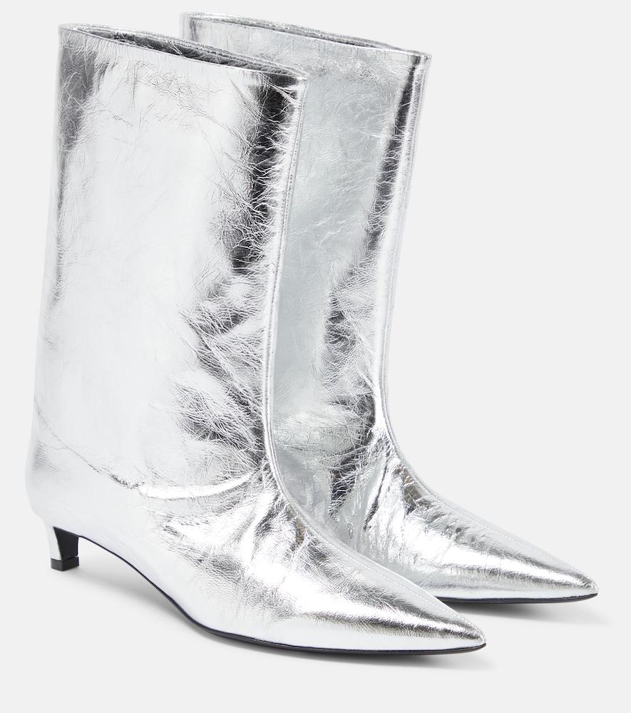 jil sander metallic leather ankle boots
