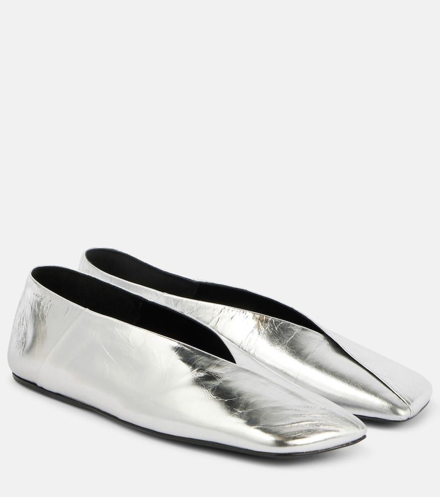 jil sander metallic leather ballet flats