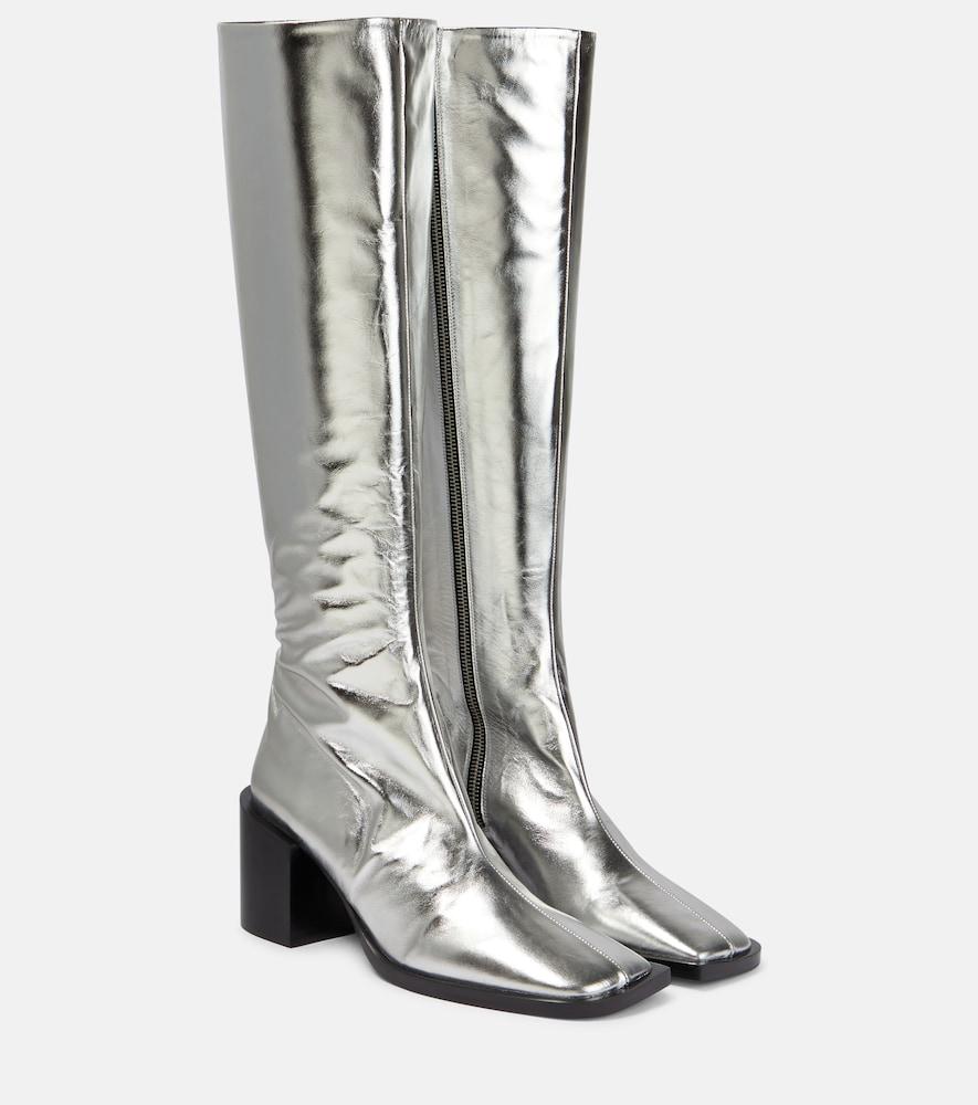 jil sander metallic leather knee