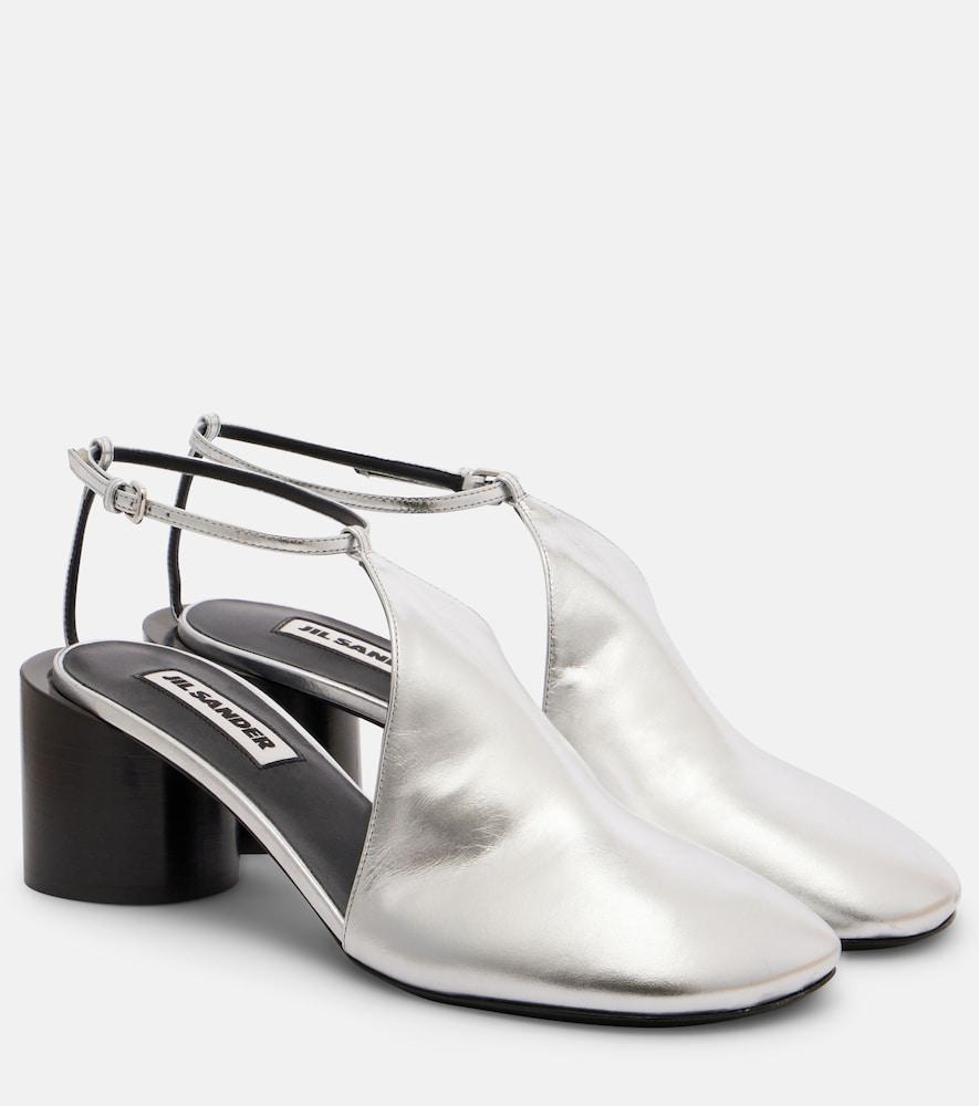 jil sander metallic leather pumps