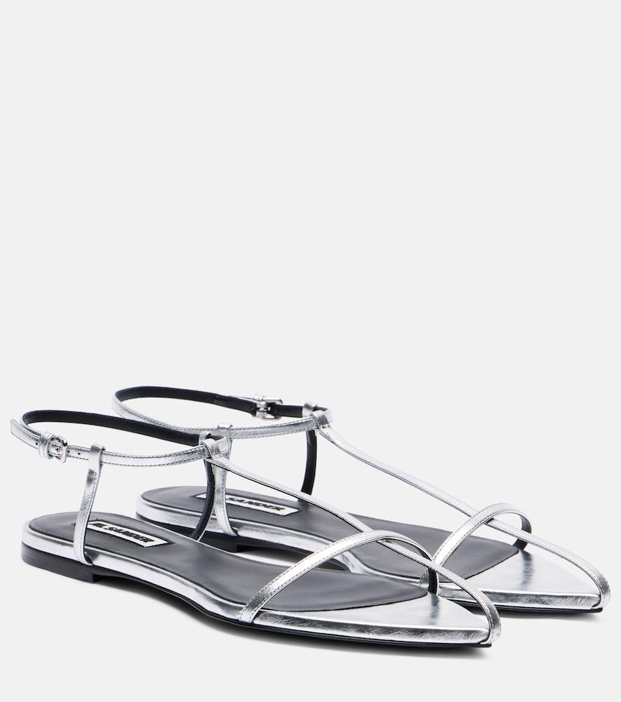 jil sander metallic leather sandals