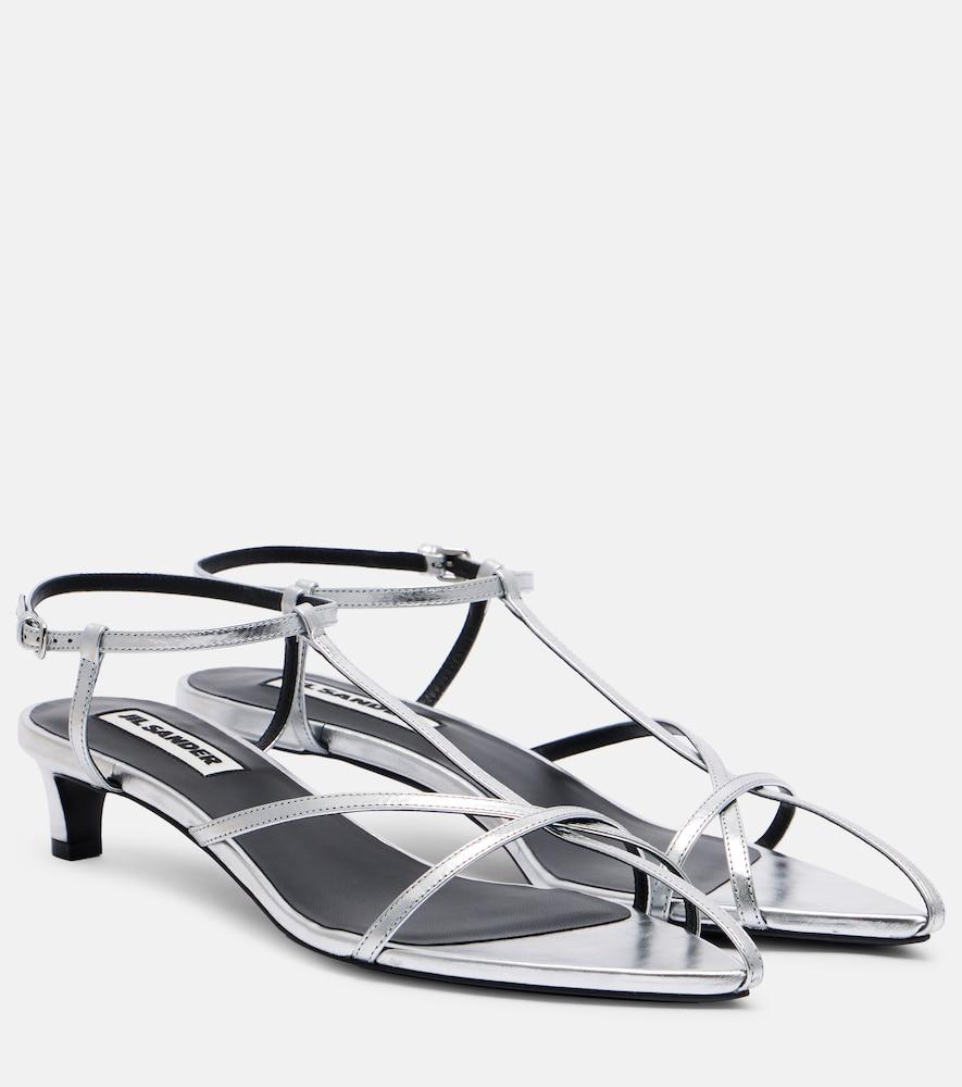 jil sander metallic leather sandals