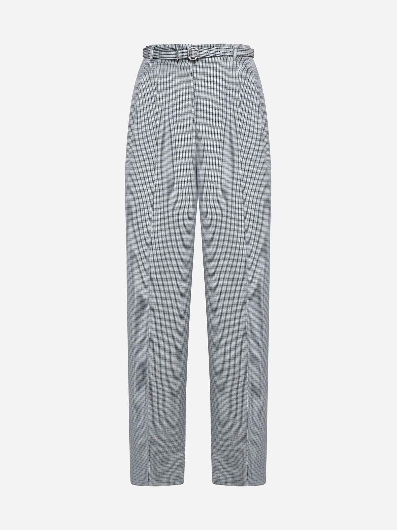 jil sander micro-check wool trousers