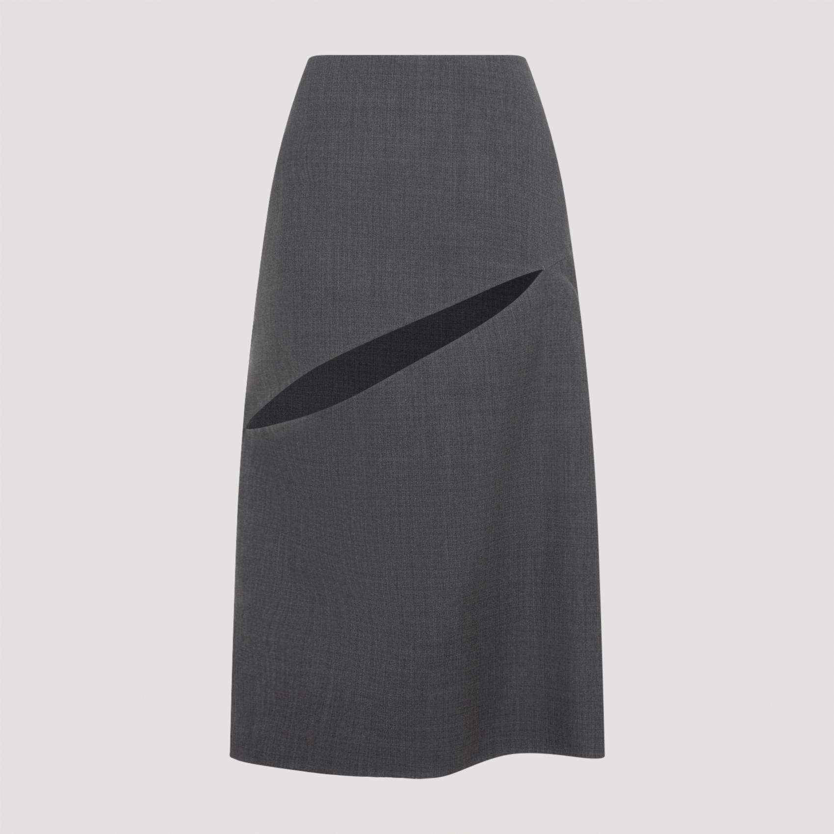 jil sander midi skirt grey virgin wool silk - women