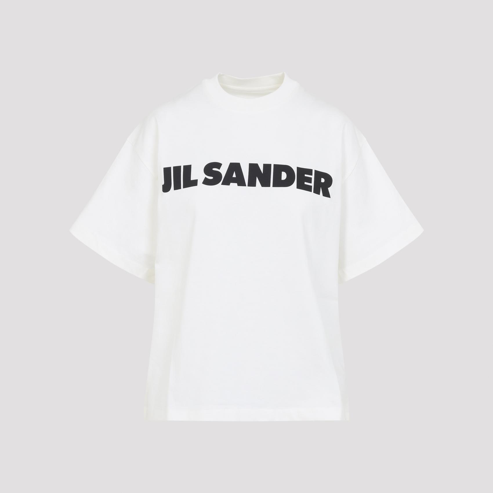 jil sander oversize logo t-shirt nude & neutrals cotton tshirt - women