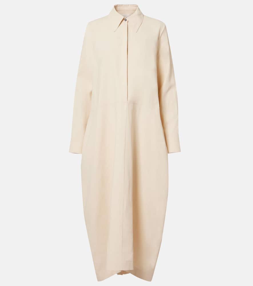 jil sander oversized linen shirt dress