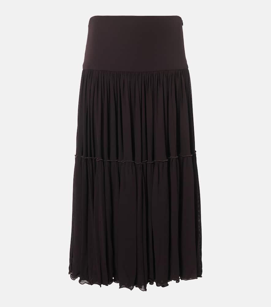 jil sander pleated georgette midi skirt