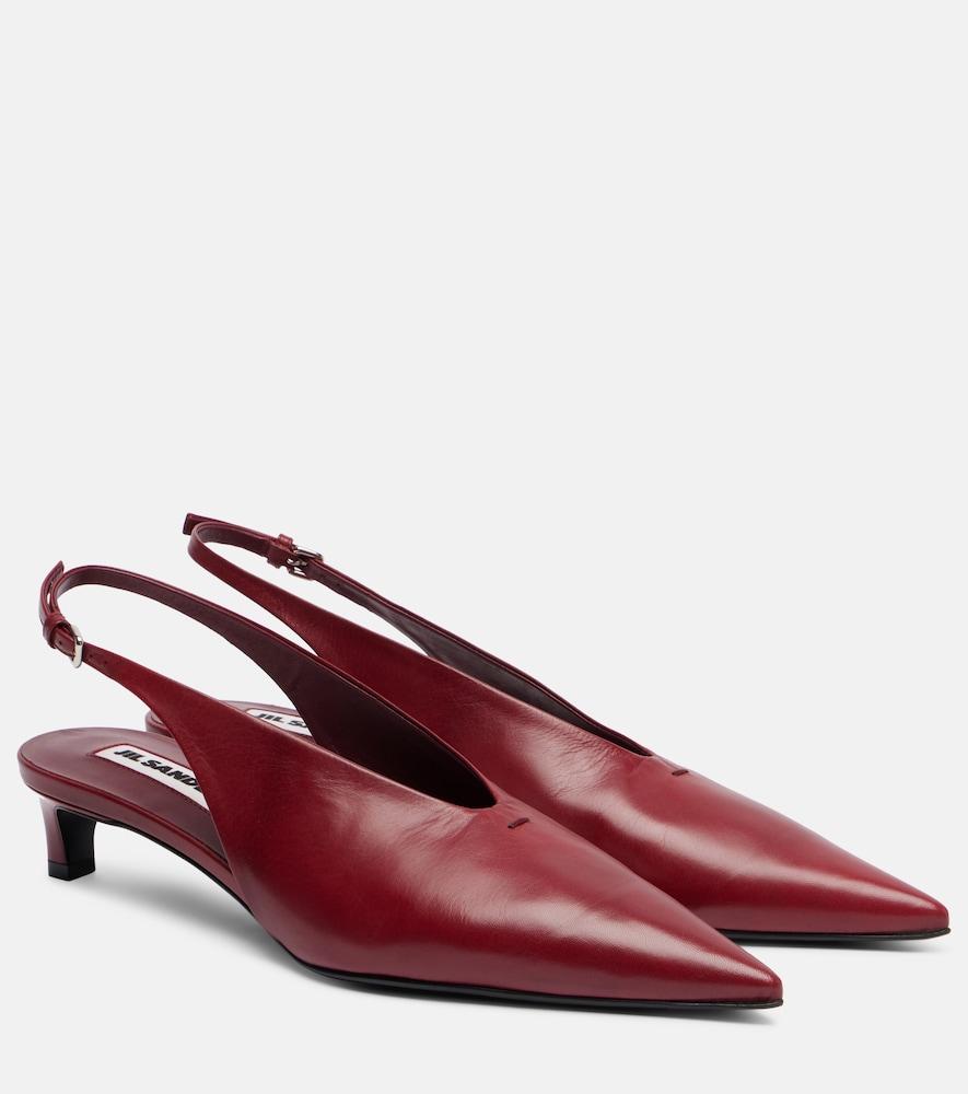 jil sander pointy leather slingback pumps