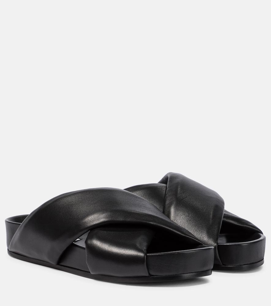 jil sander quilted leather sandals
