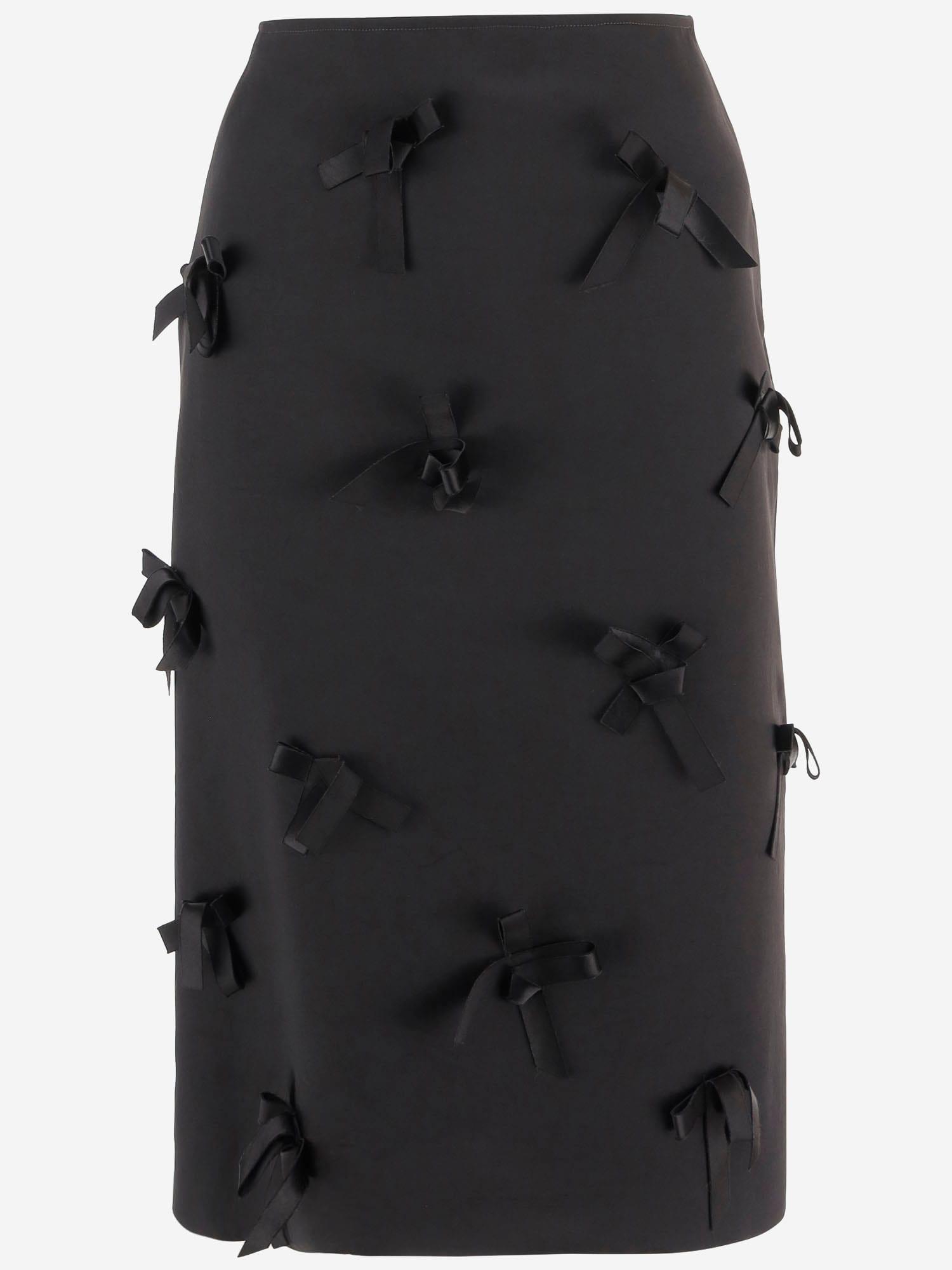 jil sander satin skirt with embroidered bows