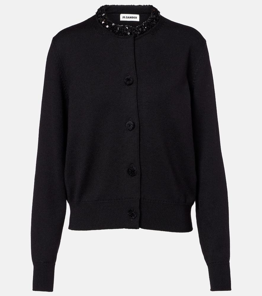 jil sander sequined virgin wool cardigan
