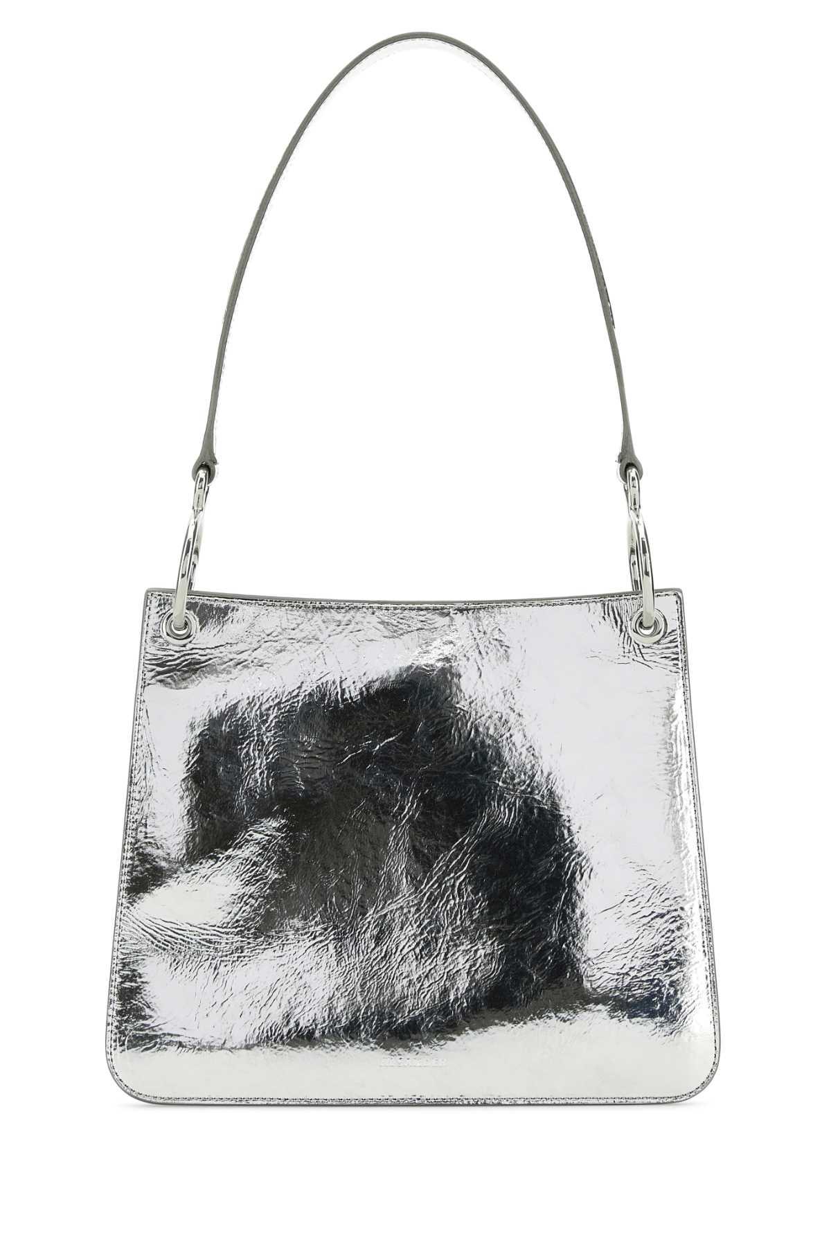 jil sander silver leather otto shoulder bag