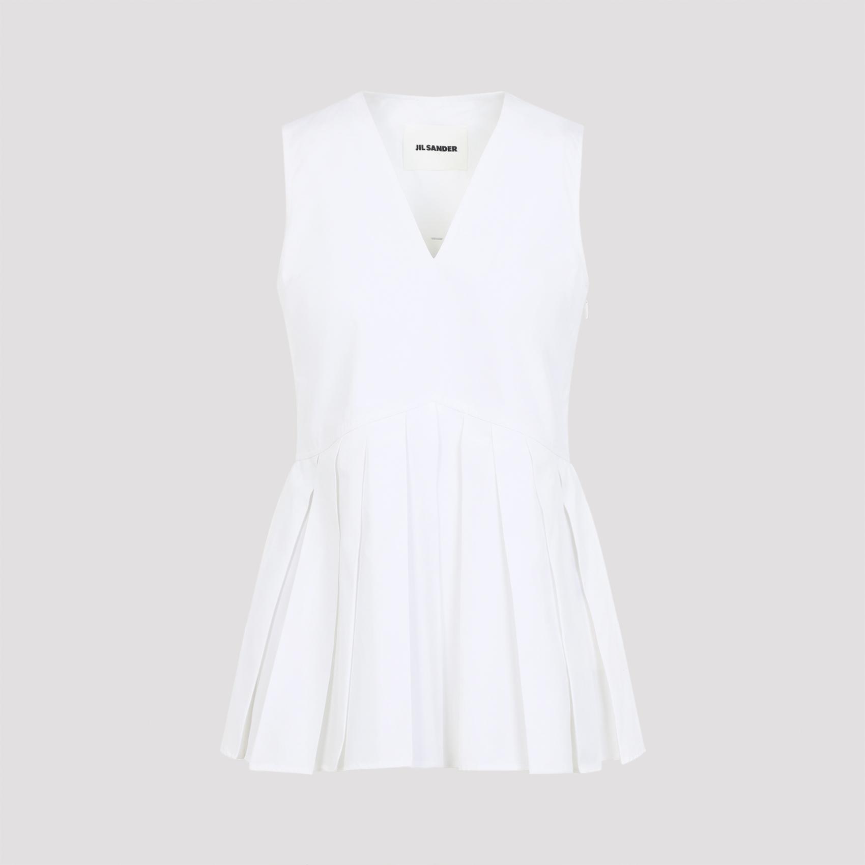 jil sander sleveless a-line pleated top white cotton - women