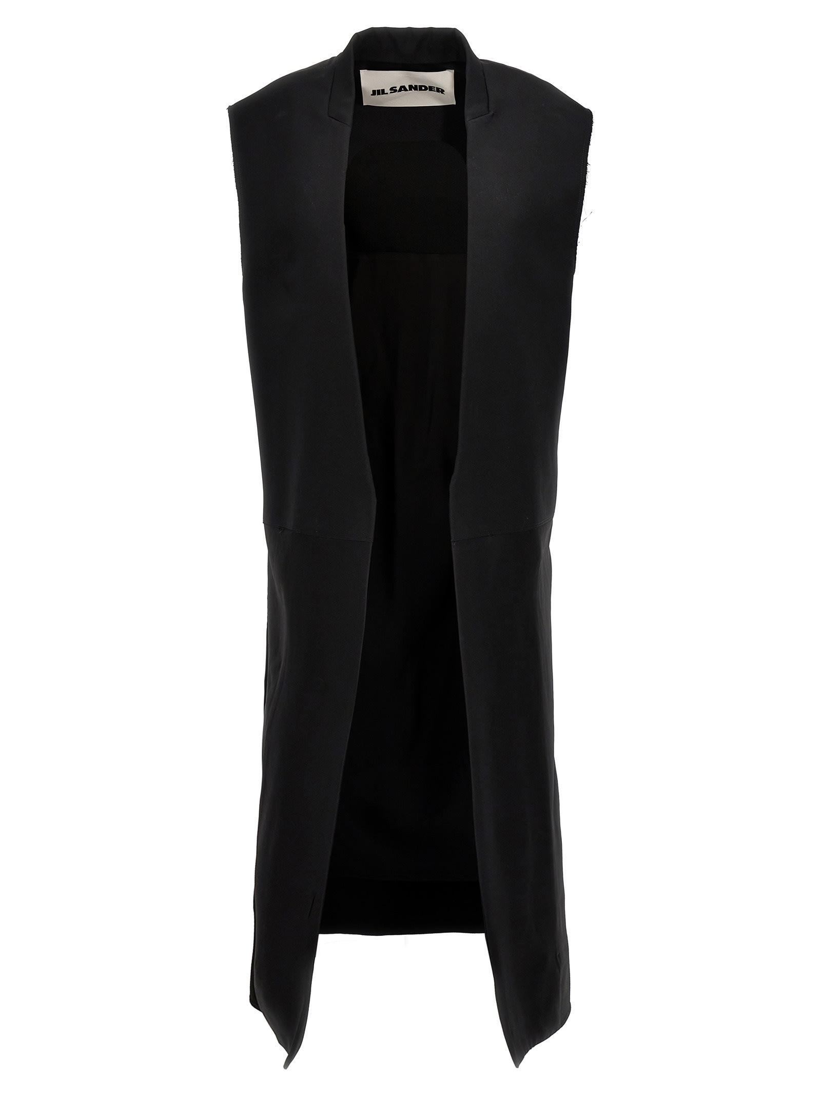 jil sander two-material long vest